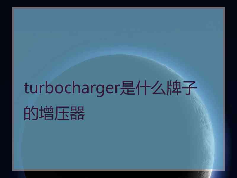 turbocharger是什么牌子的增压器