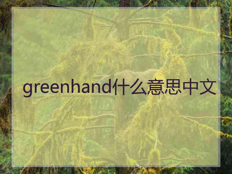 greenhand什么意思中文