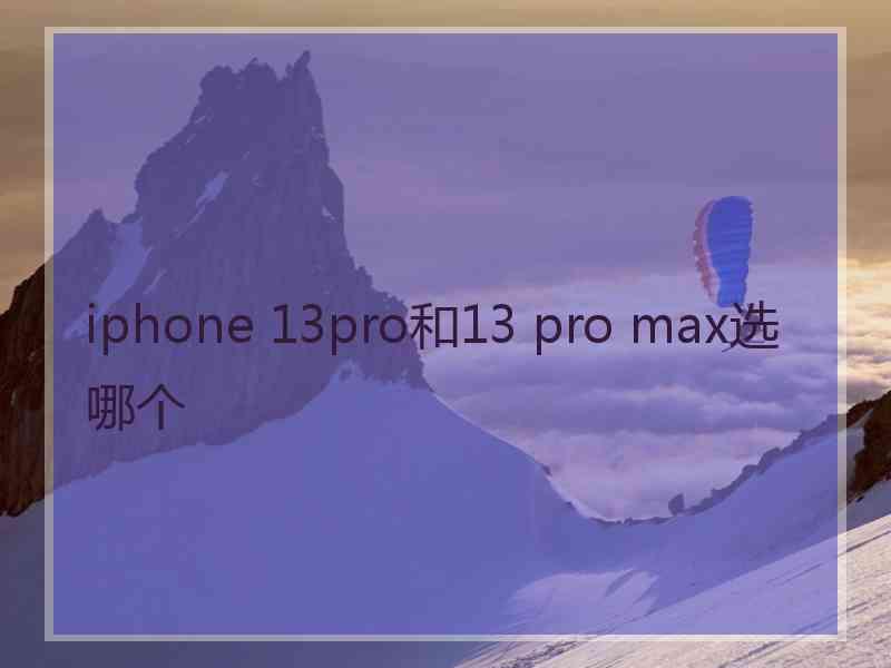 iphone 13pro和13 pro max选哪个