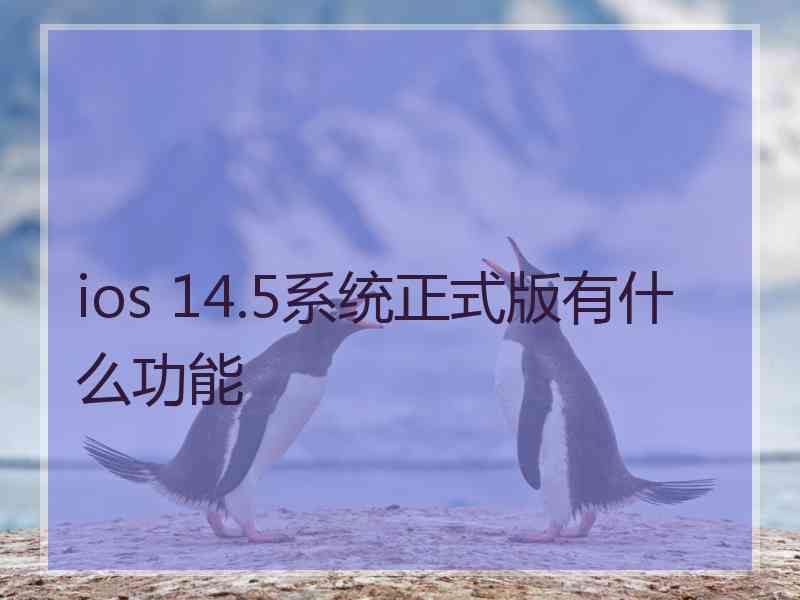 ios 14.5系统正式版有什么功能