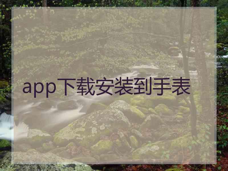 app下载安装到手表