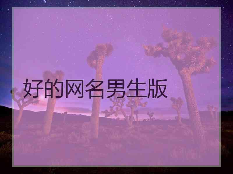 好的网名男生版