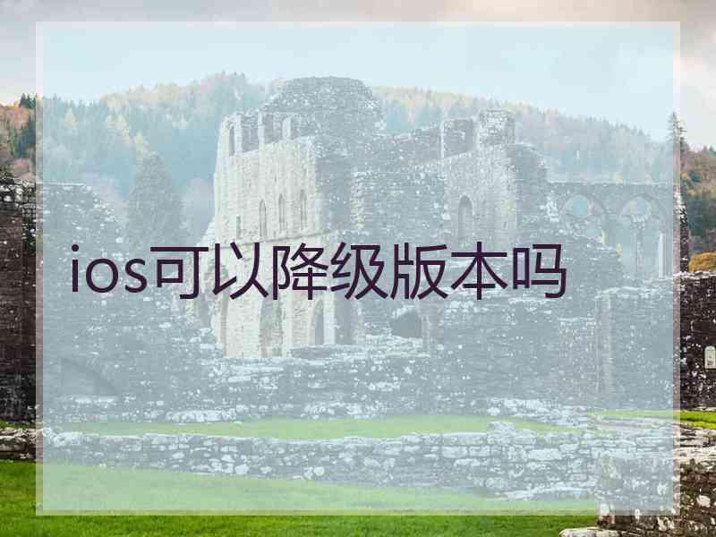 ios可以降级版本吗