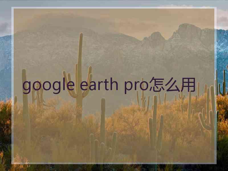 google earth pro怎么用