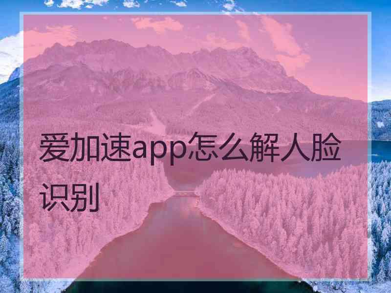 爱加速app怎么解人脸识别