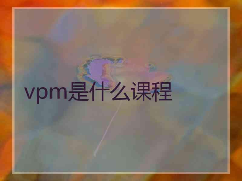 vpm是什么课程