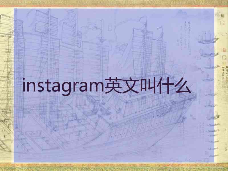 instagram英文叫什么