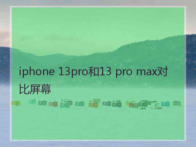 iphone 13pro和13 pro max对比屏幕