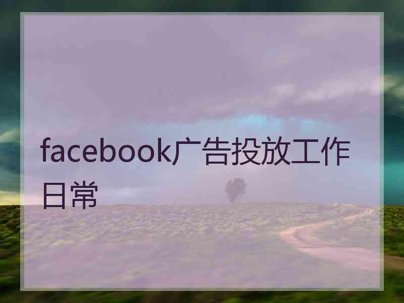 facebook广告投放工作日常