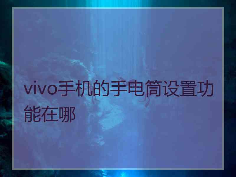 vivo手机的手电筒设置功能在哪