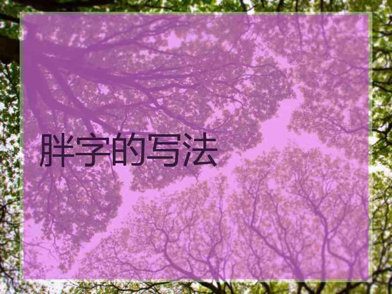 胖字的写法