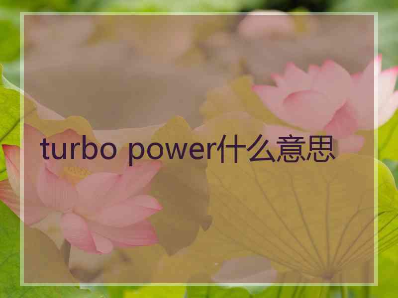 turbo power什么意思