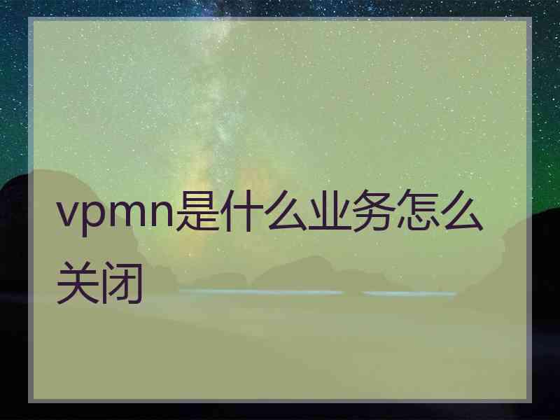 vpmn是什么业务怎么关闭