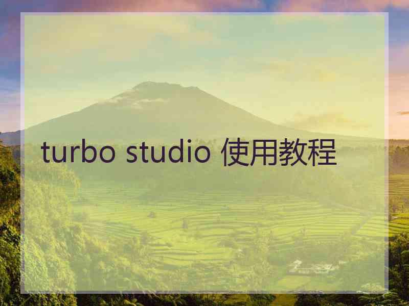 turbo studio 使用教程