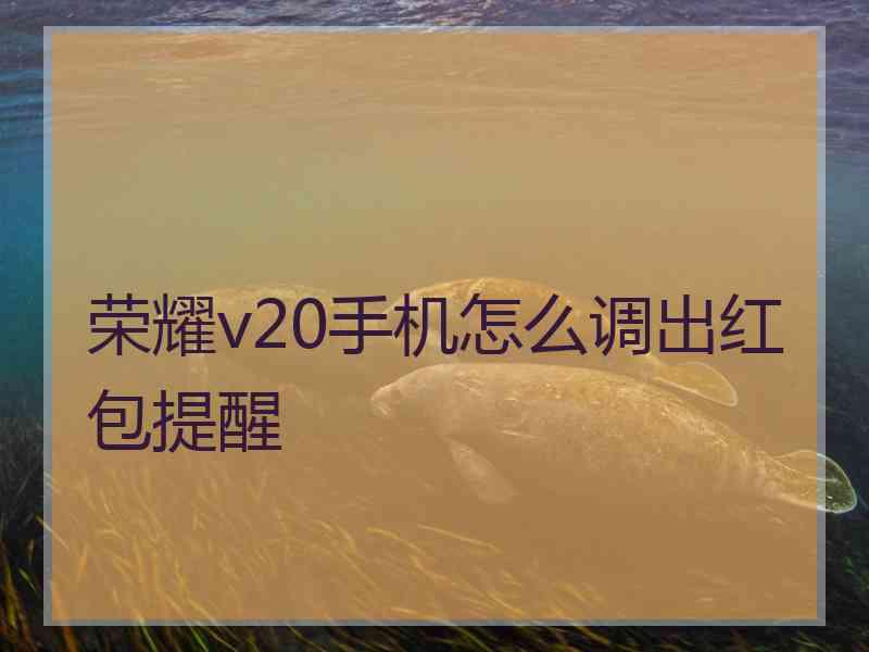 荣耀v20手机怎么调出红包提醒