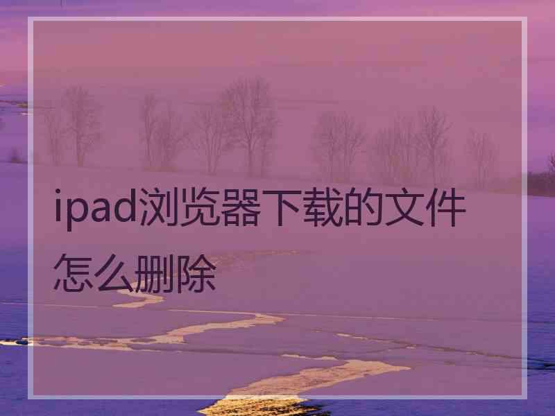 ipad浏览器下载的文件怎么删除