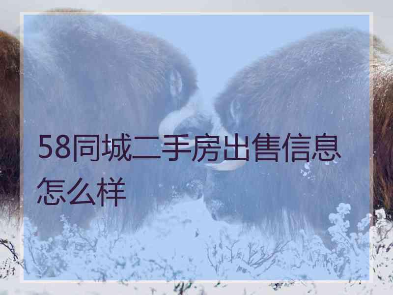 58同城二手房出售信息怎么样