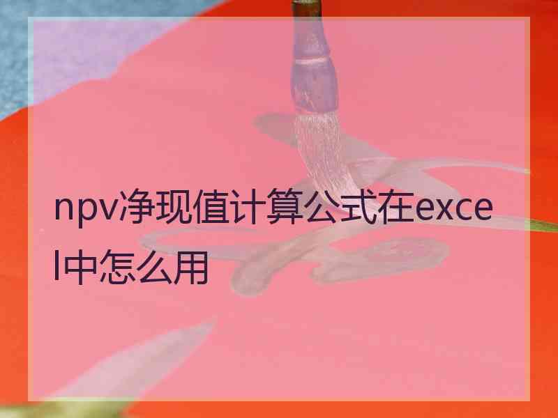 npv净现值计算公式在excel中怎么用