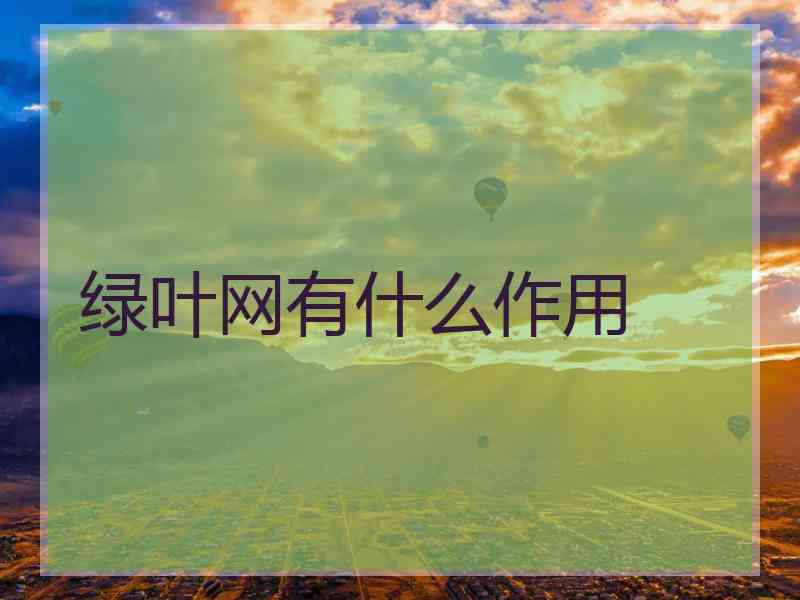 绿叶网有什么作用