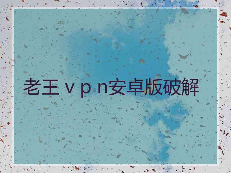 老王 v p n安卓版破解