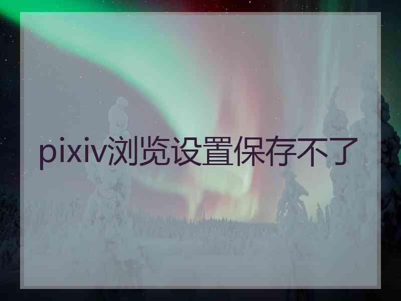 pixiv浏览设置保存不了