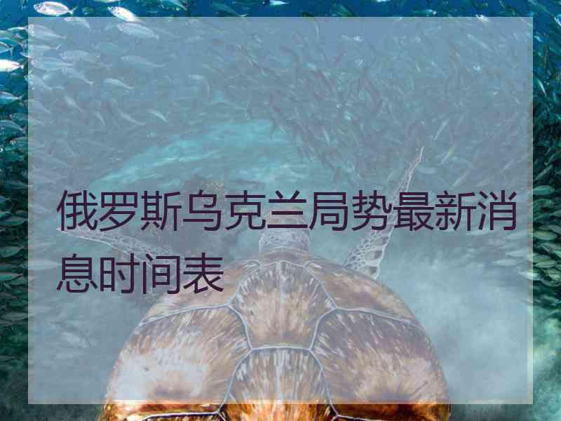 俄罗斯乌克兰局势最新消息时间表