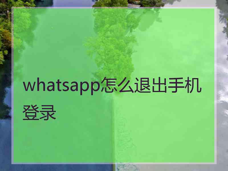 whatsapp怎么退出手机登录