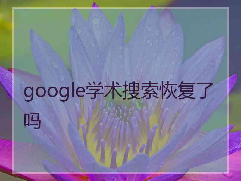 google学术搜索恢复了吗