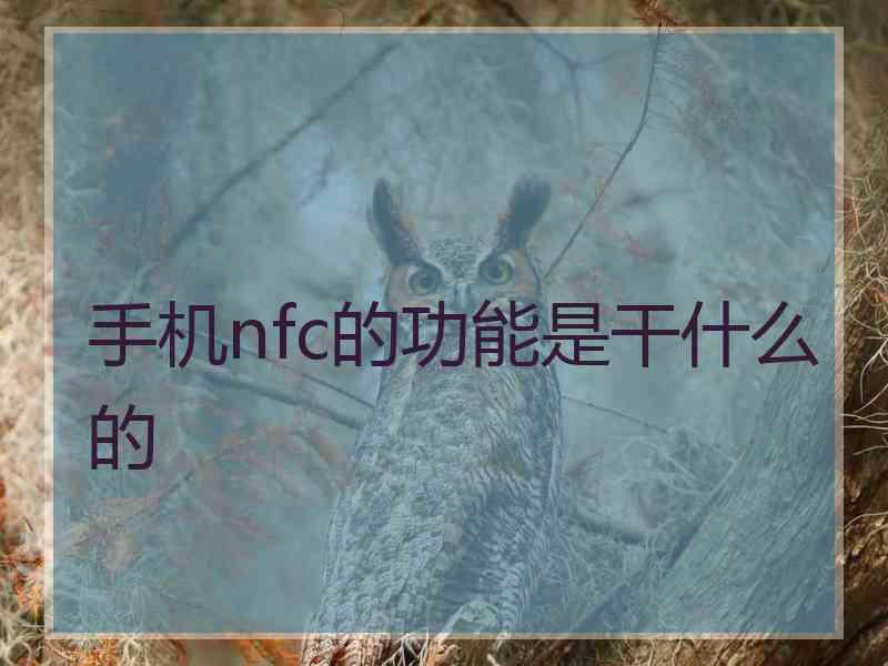 手机nfc的功能是干什么的