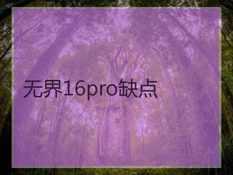 无界16pro缺点