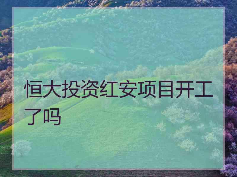 恒大投资红安项目开工了吗