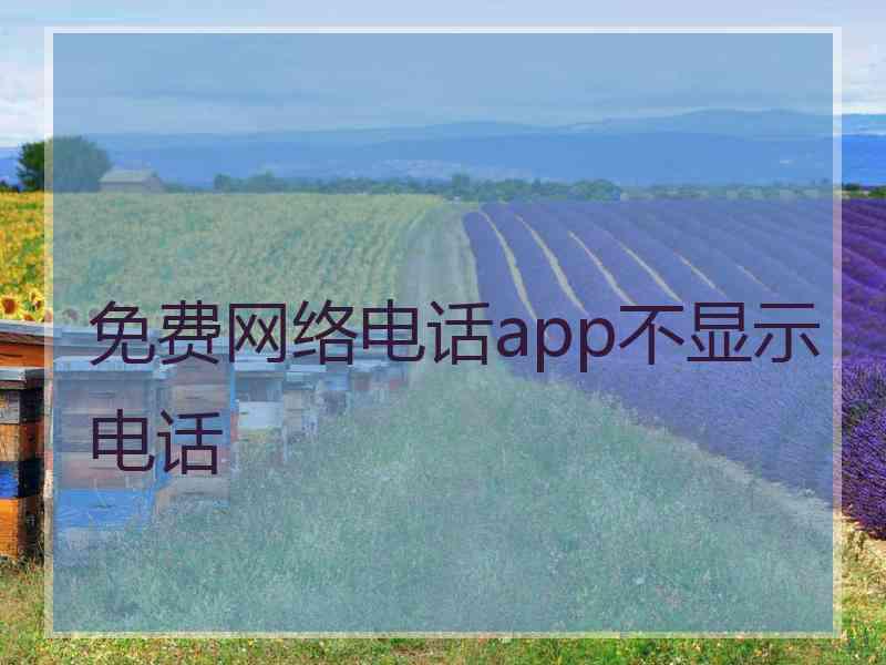 免费网络电话app不显示电话