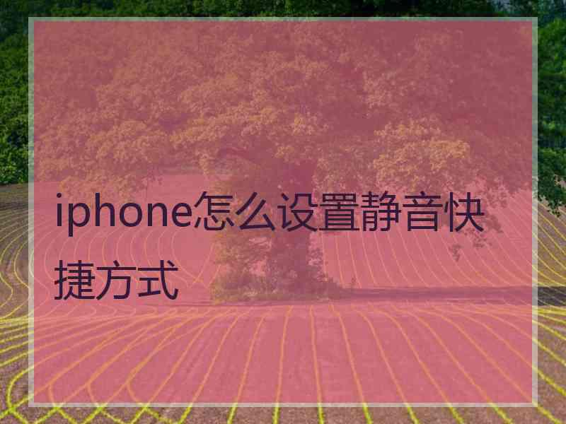 iphone怎么设置静音快捷方式