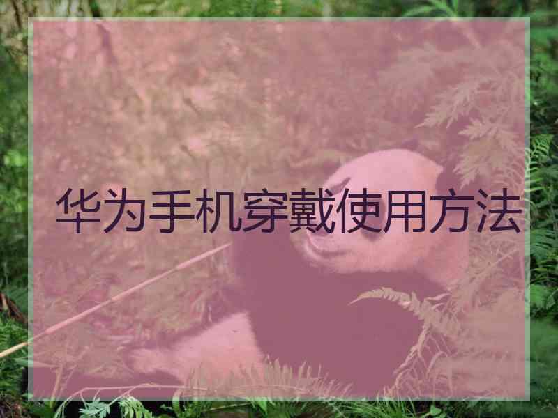 华为手机穿戴使用方法